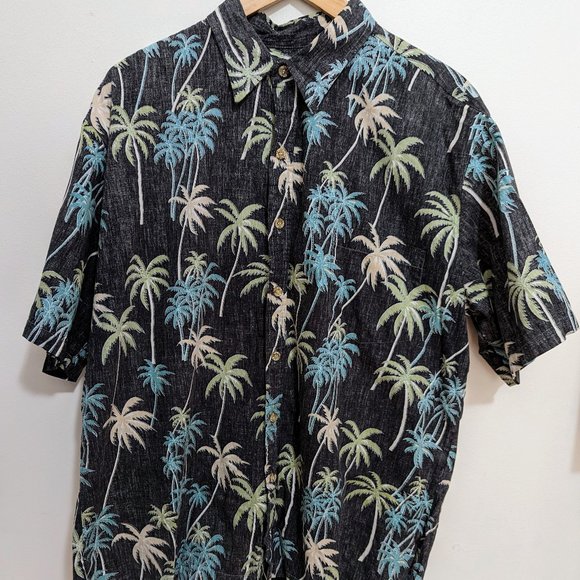 Cooke Street Honolulu Hawaiian Palm Tree Button Down Shirt Size XL - Picture 1 of 3